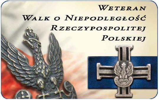 Wzór nr 56 do 22 WZÓR LEGITYMACJI CZŁONKA KORPUSU WETERANÓW WALK O NIEPODLEGŁOŚĆ RZECZYPOSPOLITEJ POLSKIEJ Legitymacja pozioma, w postaci karty o wymiarach 54 mm x 86 mm, o krawędziach zaokrąglonych,