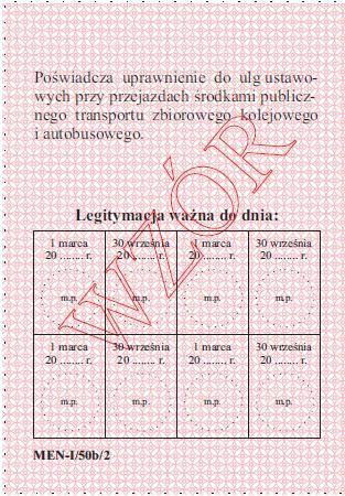 NIEPEŁNOSPRAWNYCH Karton. Wymiary: 72x103 mm (opublikowana w Dz. U.