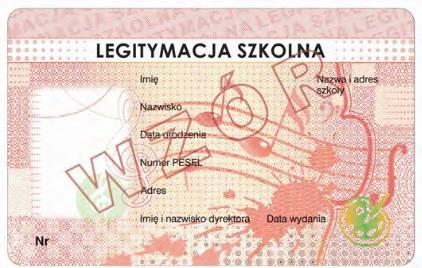 Wzór nr 20b do 17, 27 WZÓR E-LEGITYMACJI SZKOLNEJ DLA UCZNIÓW SZKÓŁ REALIZUJĄCYCH KSZTAŁCENIE OGÓLNE