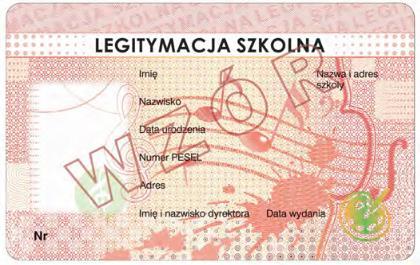 Wzór nr 20e do 17, 27 WZÓR E-LEGITYMACJI SZKOLNEJ DLA NIEPEŁNOSPRAWNYCH UCZNIÓW SZKÓŁ REALIZUJĄCYCH KSZTAŁCENIE OGÓLNE I KSZTAŁCENIE ARTYSTYCZNE (opublikowana w Dz. U. z 2018 r.