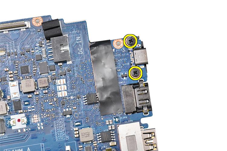 6 Wykręć śruby M2,0x5,0 mocujące wspornik modułu USB Type-C.