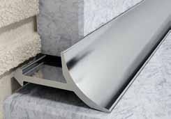 Profile metalowe Katalog i cennik 2018 Profil wewnętrzny Profil ten umożliwia estetyczne wykończenie wewnętrznych naroży ścian i podłóg pokrytych płytkami ceramicznymi, niezaleznie od grubości