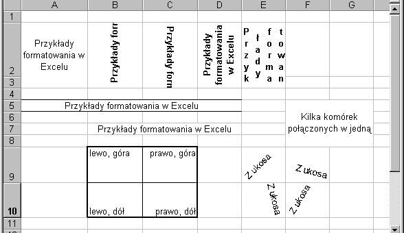 Wpisz odpowiednie teksty i dokonaj formatowania Narzędzia główne Wyrównanie. Scalanie komórek dokonujemy po zaznaczeniu komórek i zaznaczamy Narzędzia główne wyrównanie scal komórki.