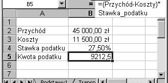 Rozdział 8 Nadawanie nazw Możemy nadawać nazwy pojedynczej komórce lub grupie komórek. Z nazw korzystamy dla wygody i jasności. Nowemu arkuszowi nadaj nazwę projekt Projekt.