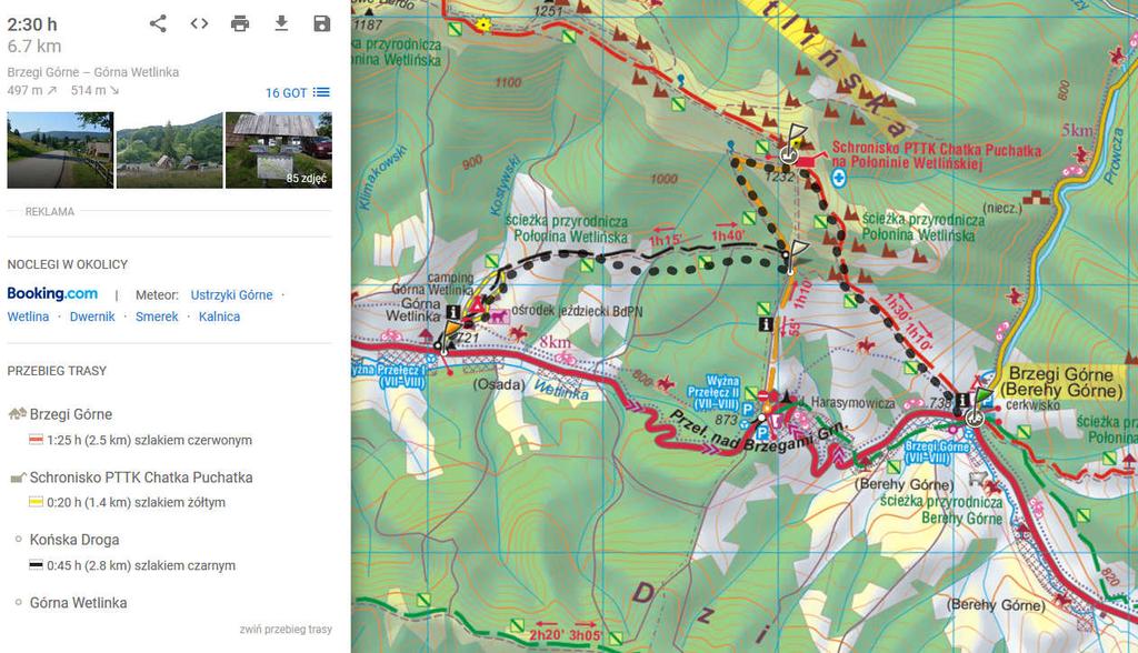 Trasa 1B ( 6,7 km, 02:30, + 497m),