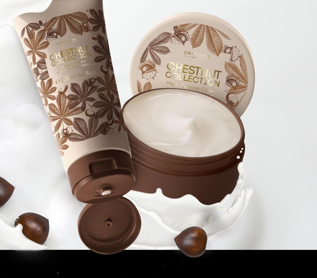 PIELĘGNACJA EDYCJA LIMITOWANA Katalog 14 Kolekcja Chestnut Kremowy żel pod prysznic z ekstraktem z kasztanowca 200 ml. 35146 Oczyszczanie i pielęgnacja tej jesieni!