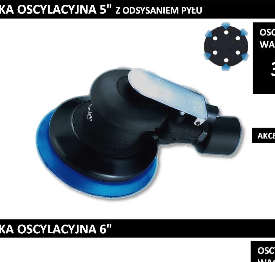 OSCYLACYJNA 5" Z ODSYSANIEM PYŁU Rozmiar podkładki - 127x5 Oscylacja -5 mm  -160 mm Waga -0,9 kg
