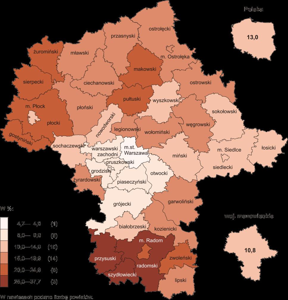 Stopa bezrobocia rejestrowanego w końcu kwietnia br. wyniosła 10,8% i była (po notowanej w województwie wielkopolskim 9,1%) najniższa w kraju.