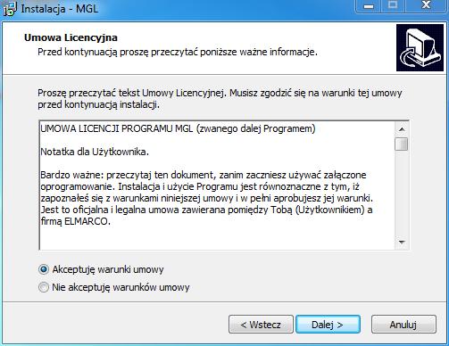 Instalacja programu do miernika grubości lakieru MGL Wkładamy CD-ROM dołączony do miernika i uruchamiamy plik setup.