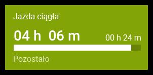 Żółty - ostrzega o kończącym się czasie jazdy na 15 lub 30 min przed jego upływem lub o zbliżającym się wymaganym odpoczynku (w zależności od wybranej opcji w Ustawienia -> Dźwięki i