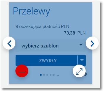 przełączyć wygląd kafla miniaplikacji pomiędzy dwoma wariantami rozmiaru: standardowym i dużym (rozszerzonym) za pomocą przycisków dostępnych na kaflu miniaplikacji w sekcji edytowanego pulpitu: