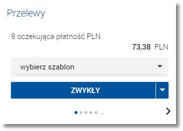 4.3.2 Przelewy Miniaplikacja Przelewy zapewnia dostęp do listy przelewów oczekujących na realizację (w tym również zleceń stałych) wraz z dostępem do ich szczegółowych danych, do których uprawniony