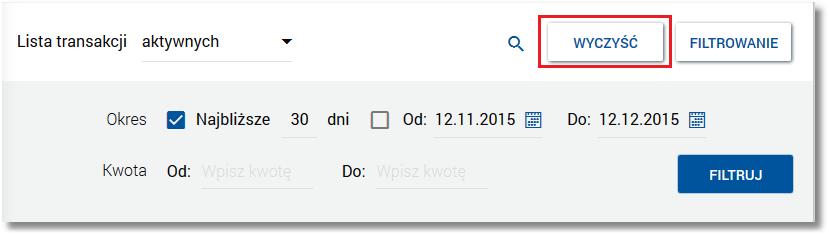 wprowadzić zakres dat (od - do), dla których ma zostać wyświetlona lista płatności. Użytkownik ma możliwość ręcznego wprowadzenia daty w formacie DD.MM.