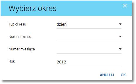 Okres - typ okresu - pole wymagane jeżeli jest wyświetlane, widoczność pola zależy od wyboru symbolu formularza podatkowego.