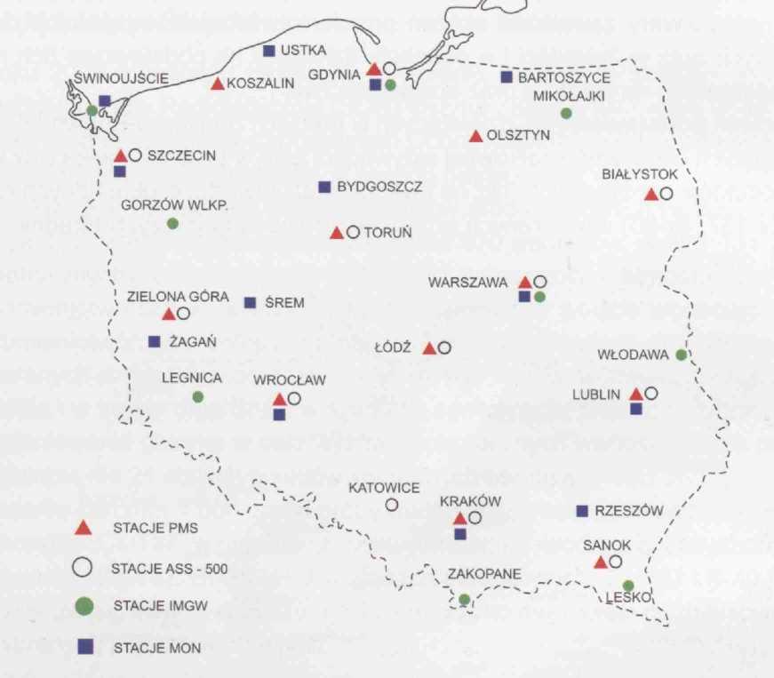 - pomiar aktywności całkowitej beta w próbkach tygodniowych opadu całkowitego oraz oznaczanie zawartości Cs-137 w próbkach miesięcznych opadu.
