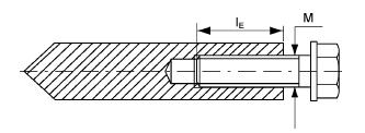 Strona 11 der Europejskiej Oceny Technicznej Tabela B3: montażowe kotew z gwintem wewnętrznym RG MI Rozmiar M8 M10 M12 M16 M20 Średnica pręta kotwowego d H [mm] 12 16 18 22 28 Nominalna średnica