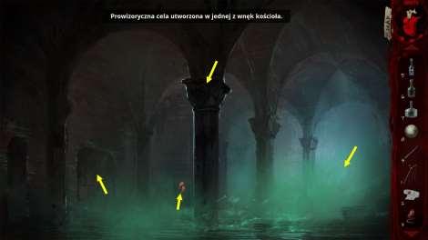 Użyj klucza na zamku, a potem światła na wejściu. Użyj lampy na haku. Zaglądnij w górę wieży.