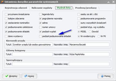 Wartość nowego parametru jest brana pod uwagę tylko wtedy, gdy zaznaczono na TAK parametr