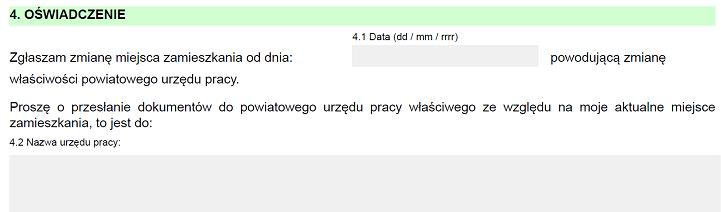 Pole Cel w oknie Dane klienta RP w Systemie SyriuszStd zostanie wypełnione danymi zawartymi w sekcji: 4. Oświadczenie znajdującej się na formularzu PSZ-WPD wysłanym z modułu praca.gov.pl. 2.