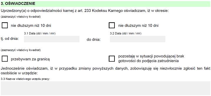 Pole Cel w oknie Dane klienta RP w Systemie SyriuszStd zostanie wypełnione danymi zawartymi w sekcji: 3. Oświadczenie znajdującej się na formularzu PSZ-ZBG wysłanym z modułu praca.gov.pl. 2.