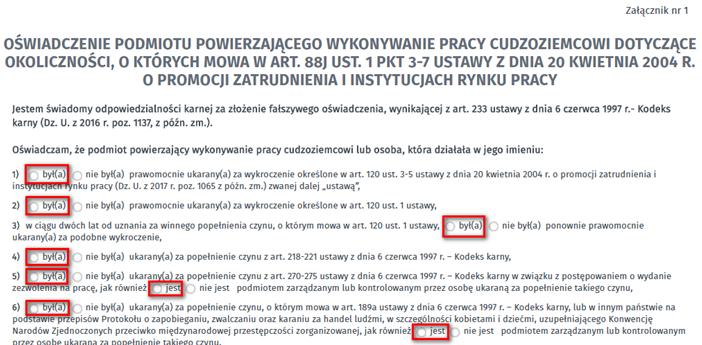 4 Wymiar czasu pracy (etat)/liczba godzin pracy w tygodniu nieaktywne są przełączniki: pełny etat i niepełny etat.