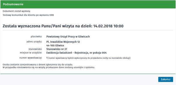 Widok okna Edycja typu dokumentu po zmianie: W kreatorze rejestracji bezrobotnego lub poszukującego pracy w portalu praca.gov.