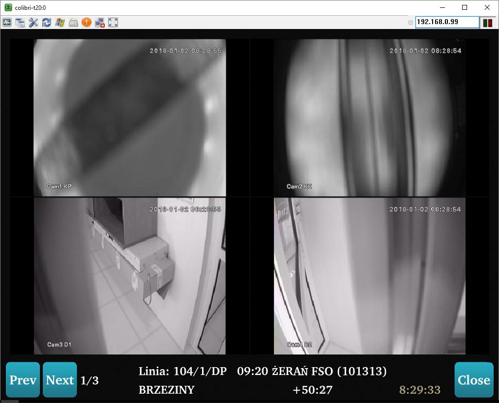 4.2 Monitoring Pozwala na podgląd z kamer znajdujących się na pojeździe. Rysunek 27: Okno z podglądem kamer 4.