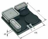 gniazd mocujących Dane do zamówienia Quad-Base ISQB-G 175x175x22 Wymiary dł. x szer. x wys. 175 x 175 x 22 10.01.15.00007 Quad-Base ISQB-G (na zdjęciu z kubkami przyssawek) Wymiary dł. x szer. x wys. Pokrywy uszczelniające dla Quad-Base Ø 80 x 4 10.