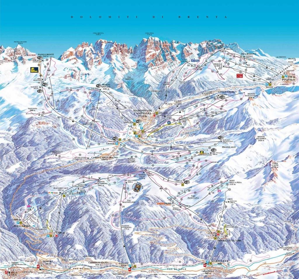 Folgarida i Marilleva- nowoczesna i świetnie przygotowana stacja narciarska oferująca szeroki wybór doskonale przygotowanych tras narciarskich.