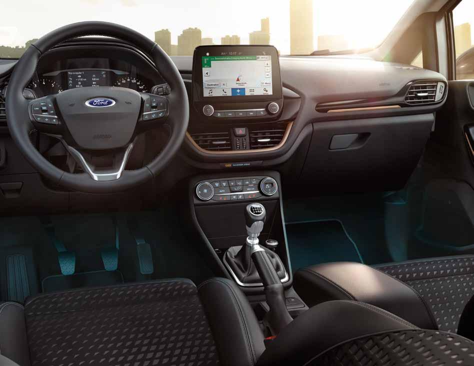 Wyszukane detale W ramach pakietów personalizacji wnętrza Forda Fiesta są dostępne różne elementy wykończeniowe wnętrza: ramka nawiewu