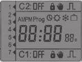 Funkcja wakacyjna 2h 2g/24g / 24h Programowanie Programování Ustawienie czasu Czas letni/zimowy Powiększenie wartości - Menu do