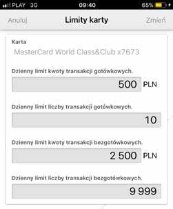 Limity transakcji kartą do konta (debetową) możesz samodzielnie ustalać we wszystkich kanałach dostępu, zmieniając kwoty dotyczące np.
