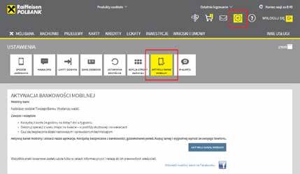 Aktywuj kanał mobilny: zaloguj się do systemu bankowości internetowej R-Online, w Ustawieniach wybierz opcję