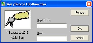 Po wybraniu 'Ok' i zaakceptowaniu zmian, program będzie przed uruchomieniem pokazywał ekran 'Weryfikacja Użytkownika' pokazany na rys. 4. Rys.