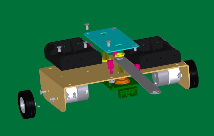 8. Montaż mechaniki Montażu mechaniki należy dokonać zgodnie z rysunkiem poniżej. Szczegółowa instrukcja montażu znajduje się w dodatkowym pliku PDF umożliwiającym ruch bryły robota.