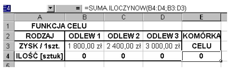 Rozwiązanie w arkuszu