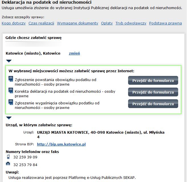 Integracja katalogu usług epuap - SEKAP Usługa realizowana jest poprzez