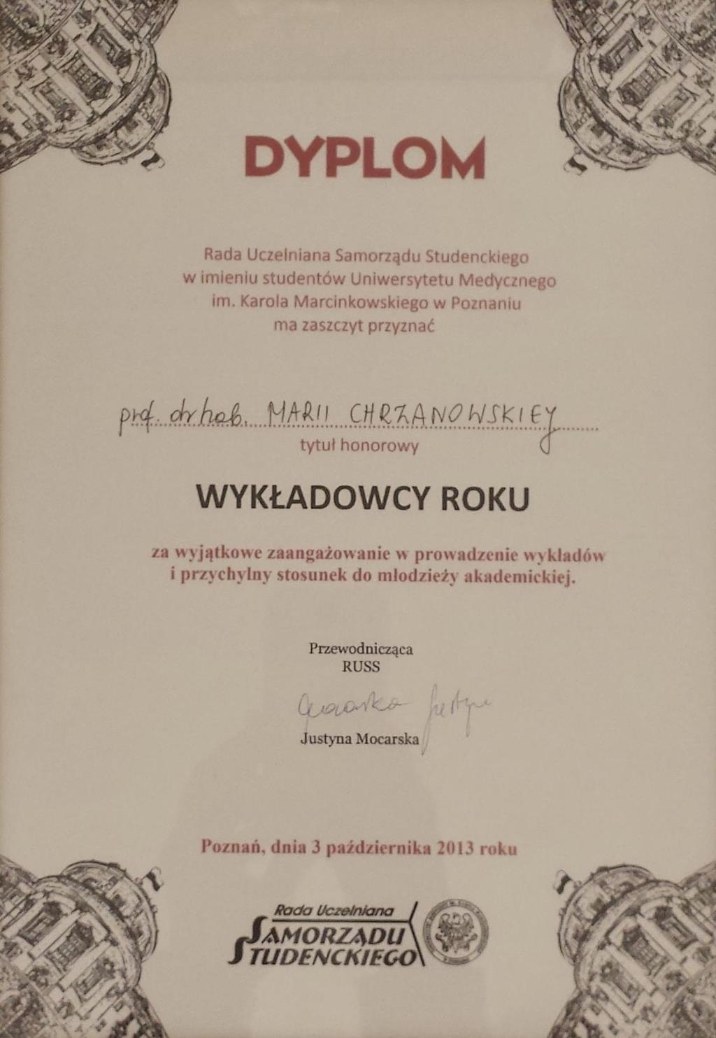 W roku akademickim 2012/2013 Rada Uczelniana Samorządu Studenckiego UMP po raz pierwszy