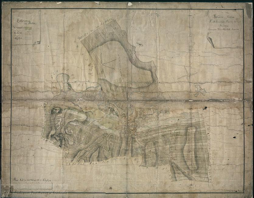 Geometrischer Plan von der Stadt Skawina eingezogenes Tynicer Abtey Guth Skawina [1785] Plan gruntów w miasta Skawiny wykonany w r. 1785 przez Kajetana Möllera, c.k. w związku zku ze sporządzaniem pierwszego katastru galicyjskiego tzw.