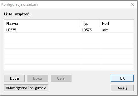 Instrukcja obsługi miernika LB-575 24 o Port szeregowy gdy podłączenie następuję poprzez interfejs Bluetooth Należy wybrać odpowiedni port z rozwijanej listy (patrz rozdział 3.