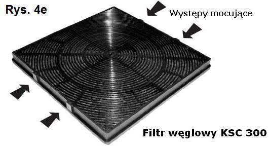 Wyjąć wtyczkę z sieci względnie wyłączyć bezpiecznik w domowej instalacji elektrycznej! Filtr węglowy jest widoczny i dostępny po usunięciu filtrów metalowych (Rys.4a).