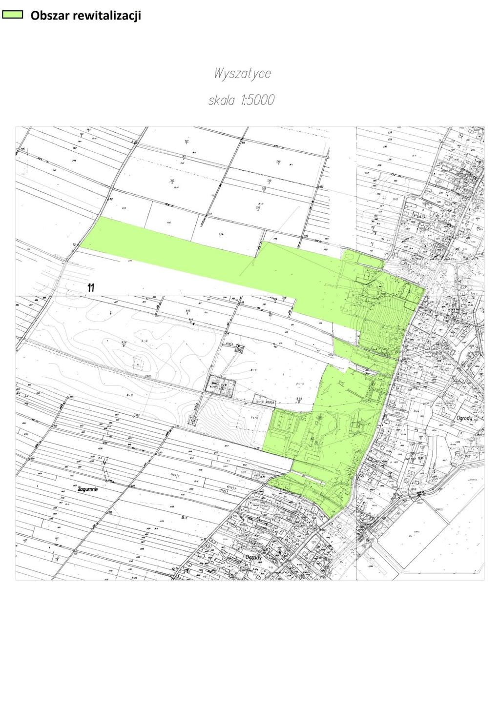 Mapa nr 7 Teren zdegradowany dla obszaru nr 3 - Zespół parkowy Spółdzielni