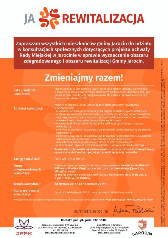 Ogłoszenie o konsultacjach społecznych zawierało: - opis celu i przedmiotu konsultacji, - grupy adresatów konsultacji, - termin konsultacji, - zasięg i formy konsultacji, - nazwę komórki