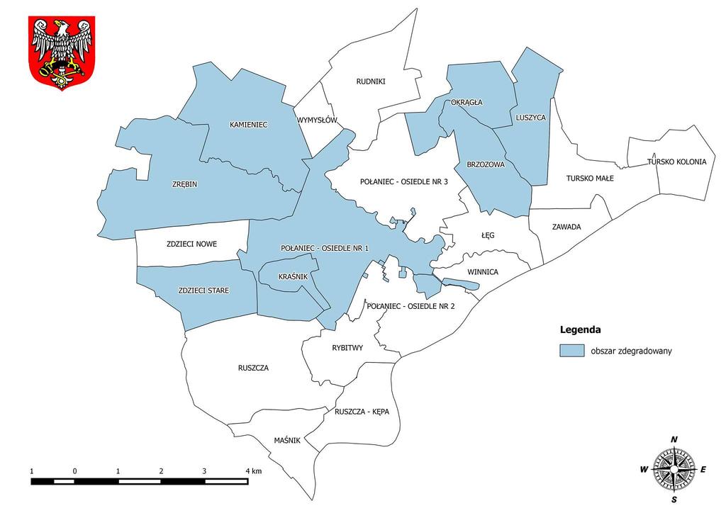 Mapa 1 Lokalizacja obszaru zdegradowanego na