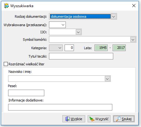 Dokumentacja elektroniczna (rys. 40) wyszukiwanie poprzez Opis dok. elektronicznego Rys. 40 Dokumentacja medyczna (rys.