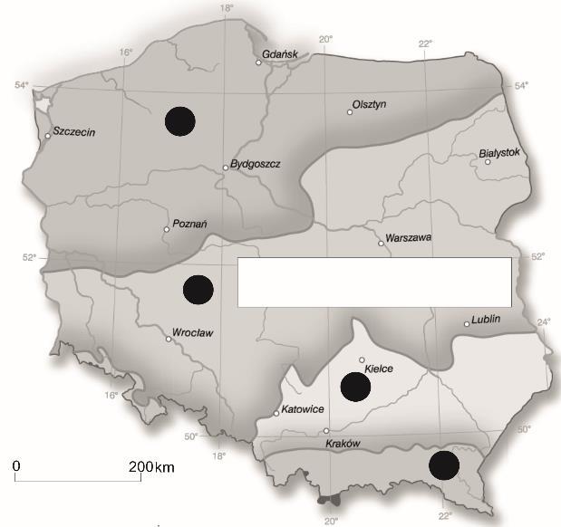 Zad. 7. W którym z wymienionych regionów notuje się najmniejsze roczne sumy opadów (<500 mm)? XA. Pojezierze Kujawskie B. Pojezierze Kaszubskie C. Góry Świętokrzyskie D.