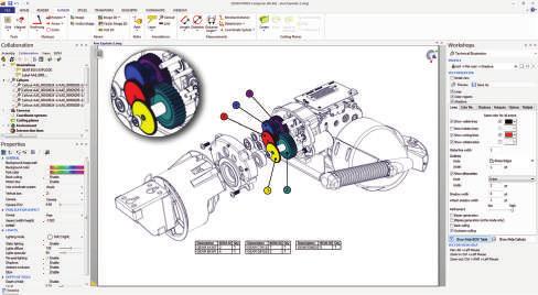 Intuicyjny w obsłudze interfejs SOLIDWORKS Composer umożliwia wyświetlanie bardzo szczegółowych grafik 2D i 3D oraz precyzyjne podświetlanie kluczowych komponentów w celu skupienia na nich uwagi.
