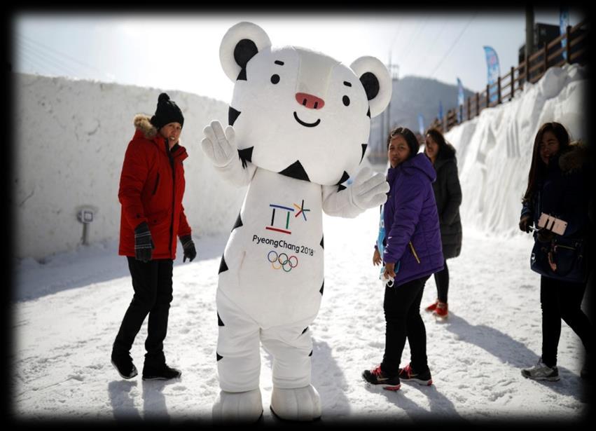 Maskotka olimpiady to tygrys imieniem Soohorang. Sooho po koreańsku oznacza ochronę, co ma też nawiązywać do bezpieczeństwa sportowców, widzów i gości biorących udział w międzynarodowej imprezie.