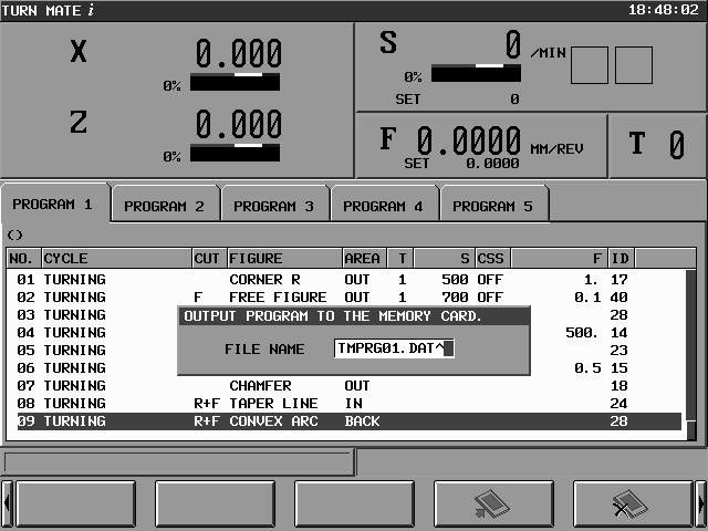 B-64254PL/05 ODCZYT/ZAPIS KART PAMIĘCI 2.ODCZYT/ZAPIS PROGRAMU (3) Naciśnij przycisk [Output]. Wyświetlone zostaje okienko edycji nazwy pliku.
