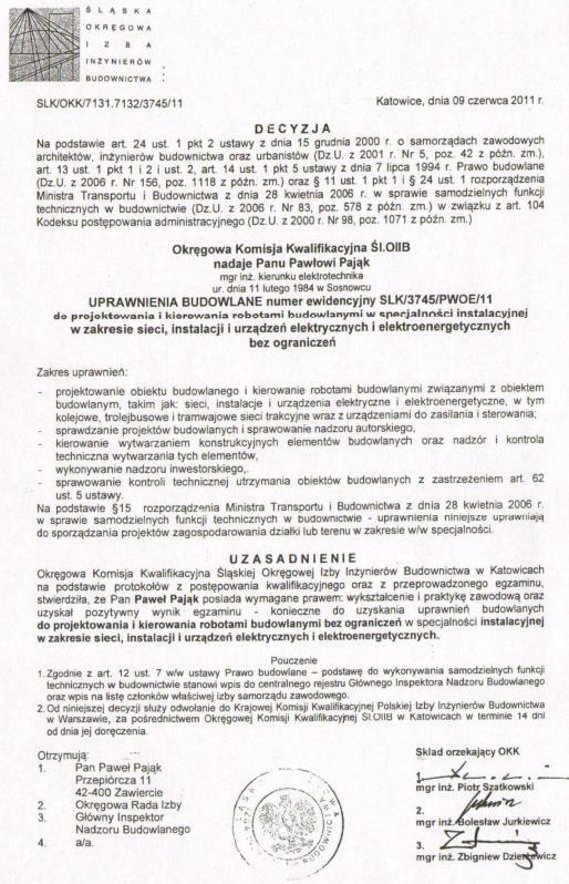 1. KSEROKOPIE DOKUMENTÓW WRAZ Z OŚWIADCZENIAMI 1.1. Uprawnienia